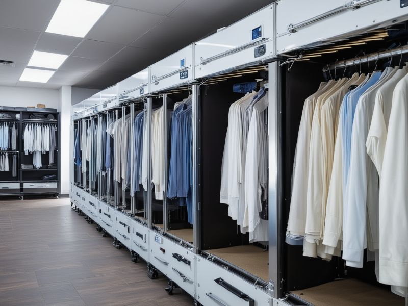 Professional dry cleaning equipment in modern facility